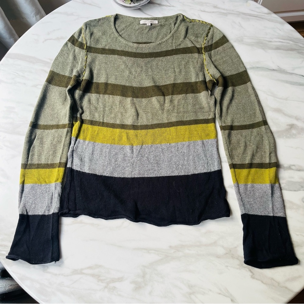 Laurie B. Vintage Striped Long Sleeve Cotton Sweater Made in USA Sz S